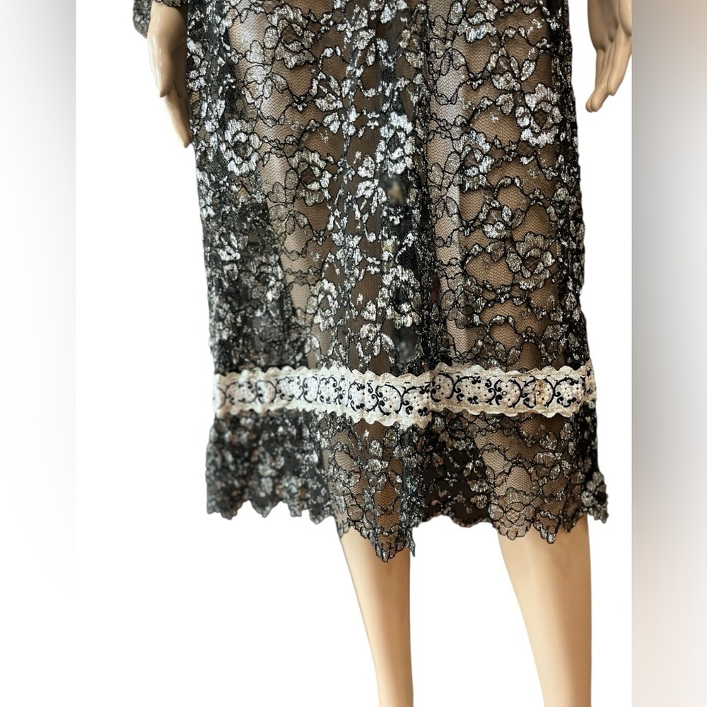 Black laced brocade Eloise Curtis for Happenstance 60’s 70’s empire dress - Picture 5 of 9